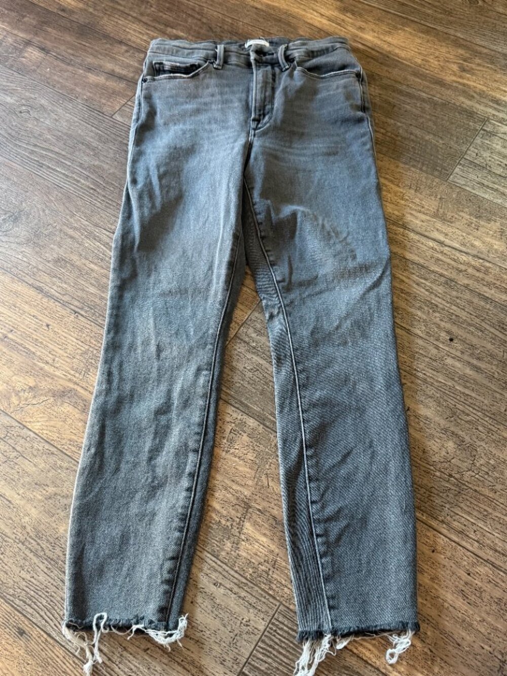 Gray Ripped Good American Jeans